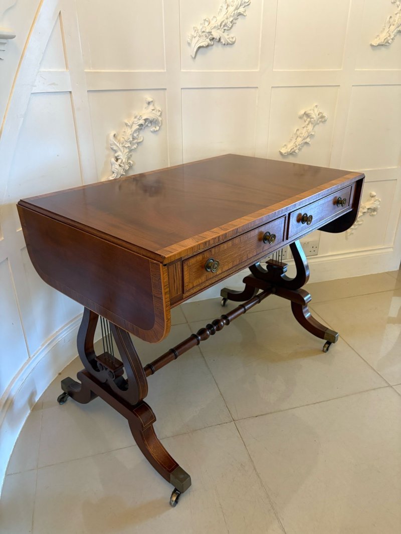 Fine Quality Antique Edwardian Figured Mahogany Free Standing Sofa/Side Table - Image 4